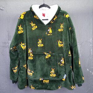OODIE Oversized Hoodie Kids Age 4-13 yrs German Shepherd Dog Green Fleece Comfy